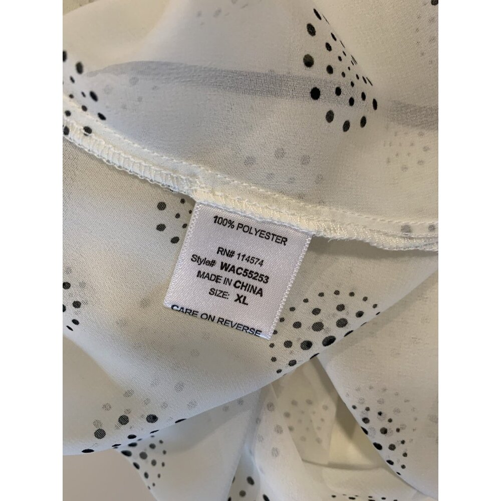 (F-181)Pleione Ivory Black Speckled Peplum Blouse Top Women’s Sz XL Short Sleeve - Picture 7 of 9